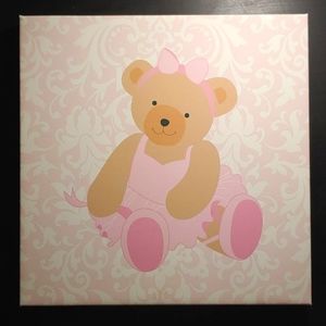 Pink Ballerina Bear painting 11.75 x 12
